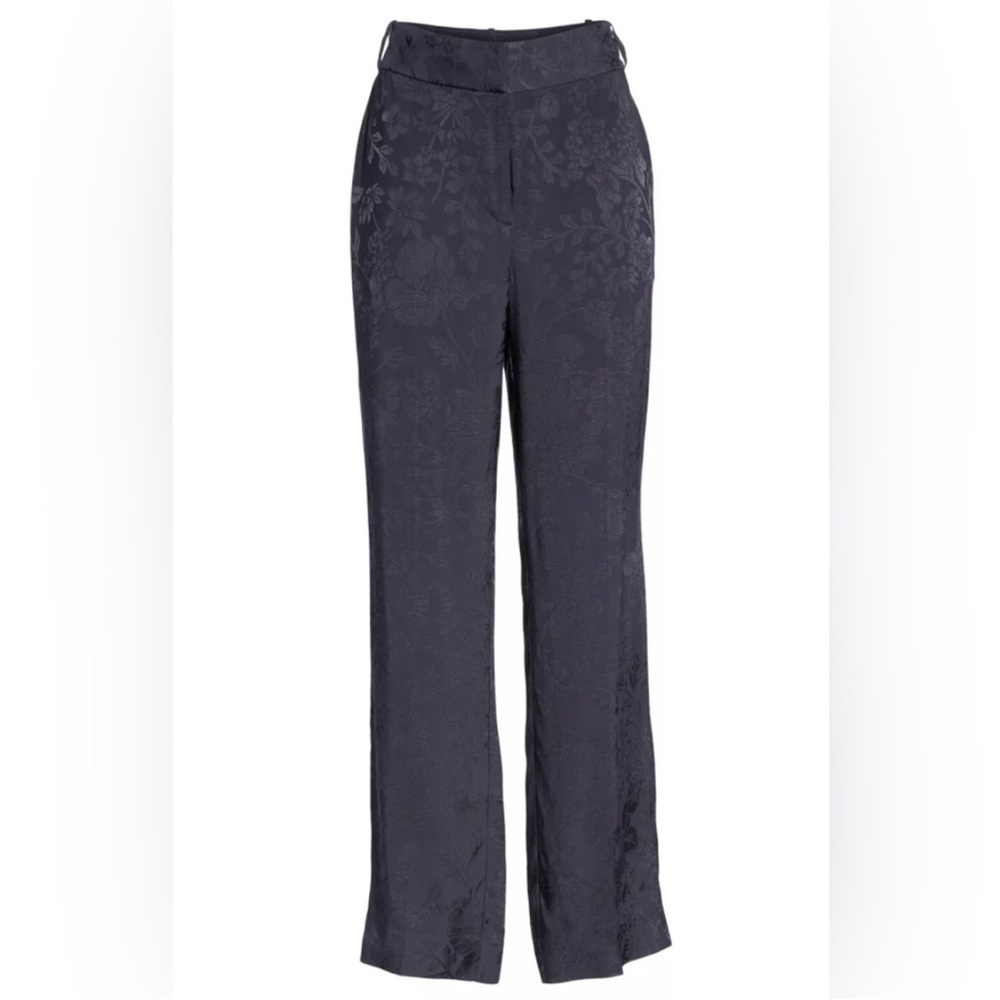 Equipment Lita Trouser 100% Viscose Jacquard Floral Silk Like in navy Eclipse